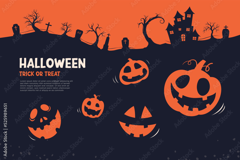Halloween party invitations or greeting cards background. Halloween  illustration template for banner, poster, flyer, sale, and all design.