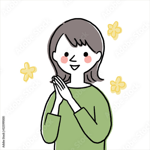 うれしそうなポーズの女性