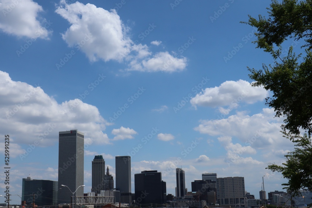 city skyline with clouds