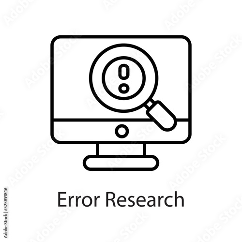 Error Research vector Outline Icon Design illustration on White background. EPS 10 File 
