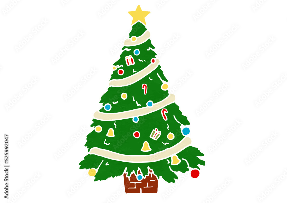 クリスマスツリーのイラスト(版画風) クリスマスツリーのイラスト(版画風)