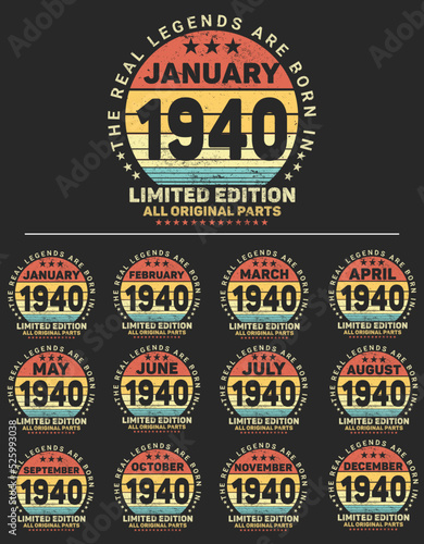 The Real Legends Are Born In 1940 Birthday Quotes Bundle, Birthday gifts for women or men, Vintage birthday shirts for wives or husbands, anniversary T-shirts for sisters or brother