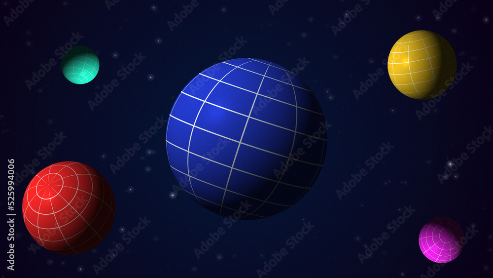 Rotating Spheres or Planets animation with the light on them with added NOISE TEXTURE and twinkling stars in the background Rotating Spheres or Planets animation with the light on them with added NOISE TEXTURE and twinkling stars in the background