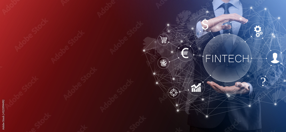 Businessman hold Fintech -financial technology concept.Business investment banking payment. Cryptocurrency investment and digital money. Business concept on virtual screen. Businessman hold Fintech -financial technology concept.Business investment banking payment. Cryptocurrency investment and digital money. Business concept on virtual screen.