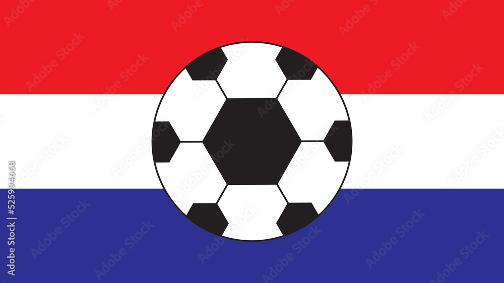 Fototapeta premium Soccer ball with netherlands flag background