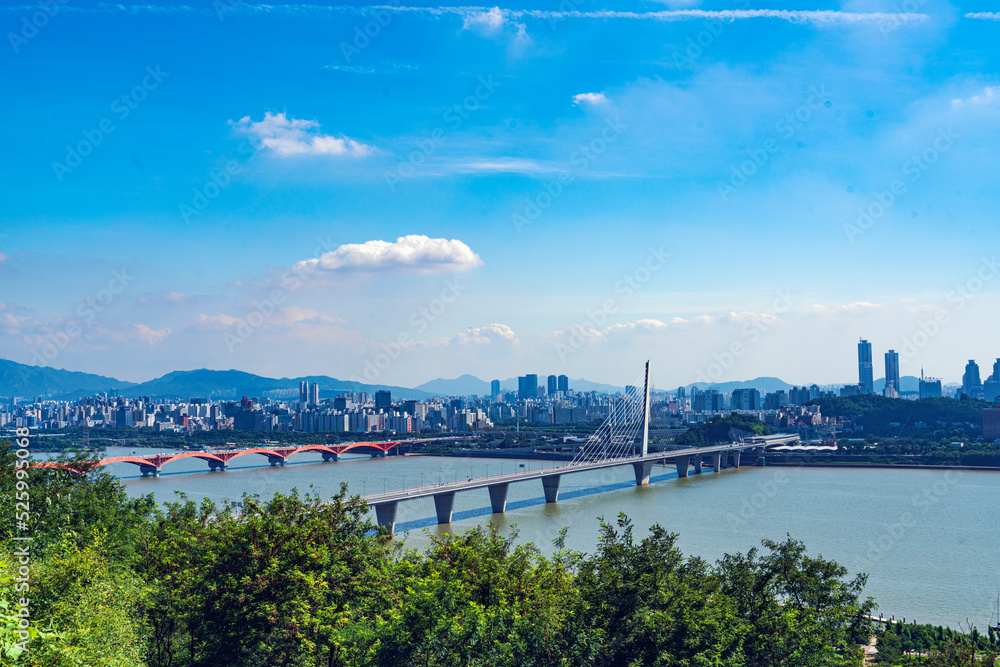 Bridges and Han river at west side of Seoul, Korea