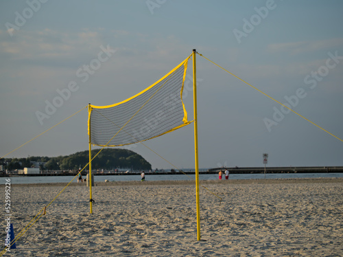 Volleyball net on the beach of the Baltic Sea