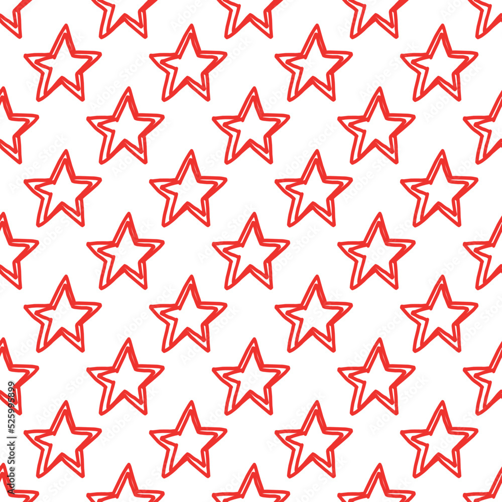 Obraz premium Red stars seamless pattern. Vector illustration