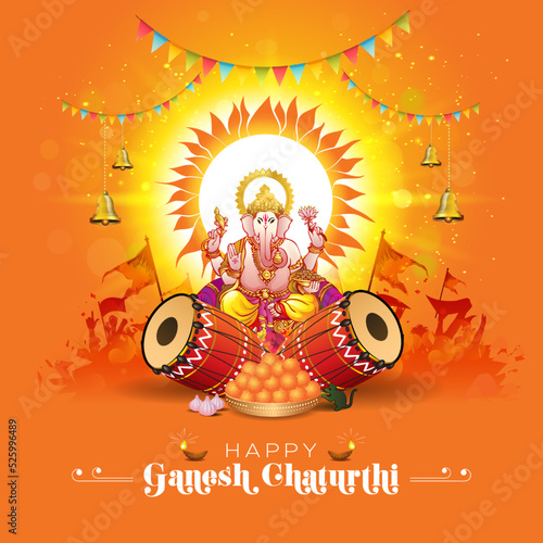 Happy Ganesh Chaturthi. Indian hindu festival of God Ganesha worship.