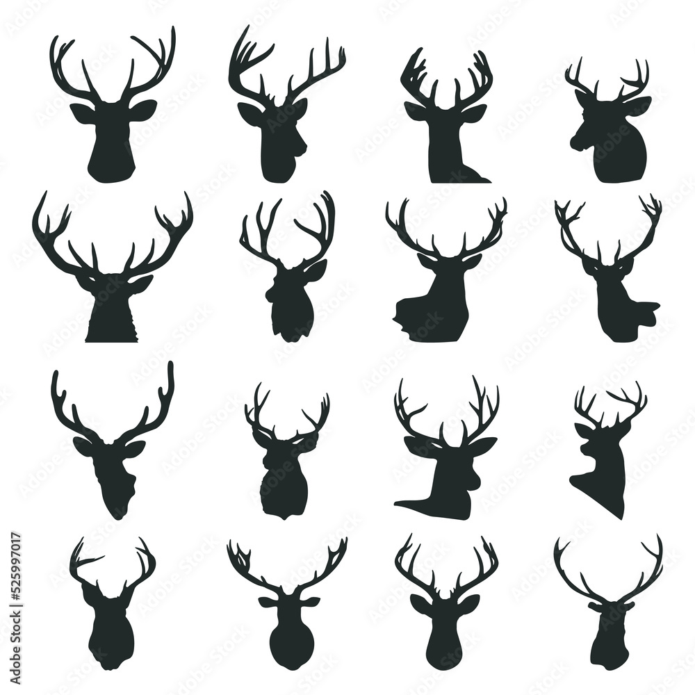 Deer head silhouette set Deer head silhouette set