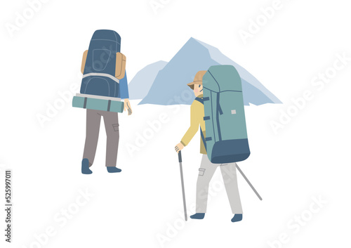 登山を楽しむ人