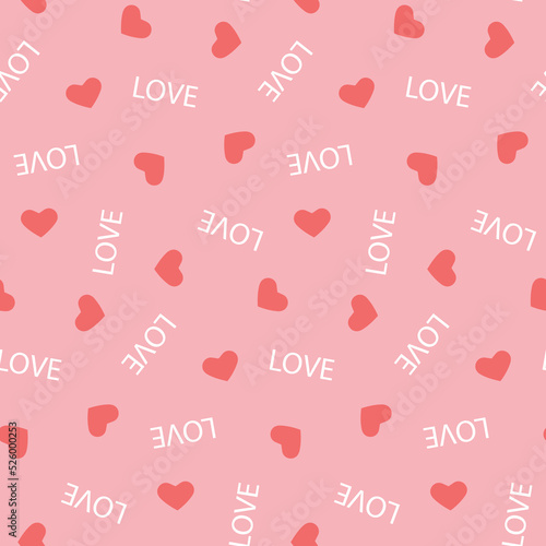 Simple romantic seamless pattern for valentine's day design, pink heart and love