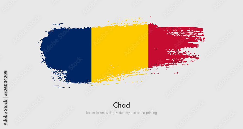 Obraz premium Brush painted grunge flag of Chad. Abstract dry brush flag on isolated background