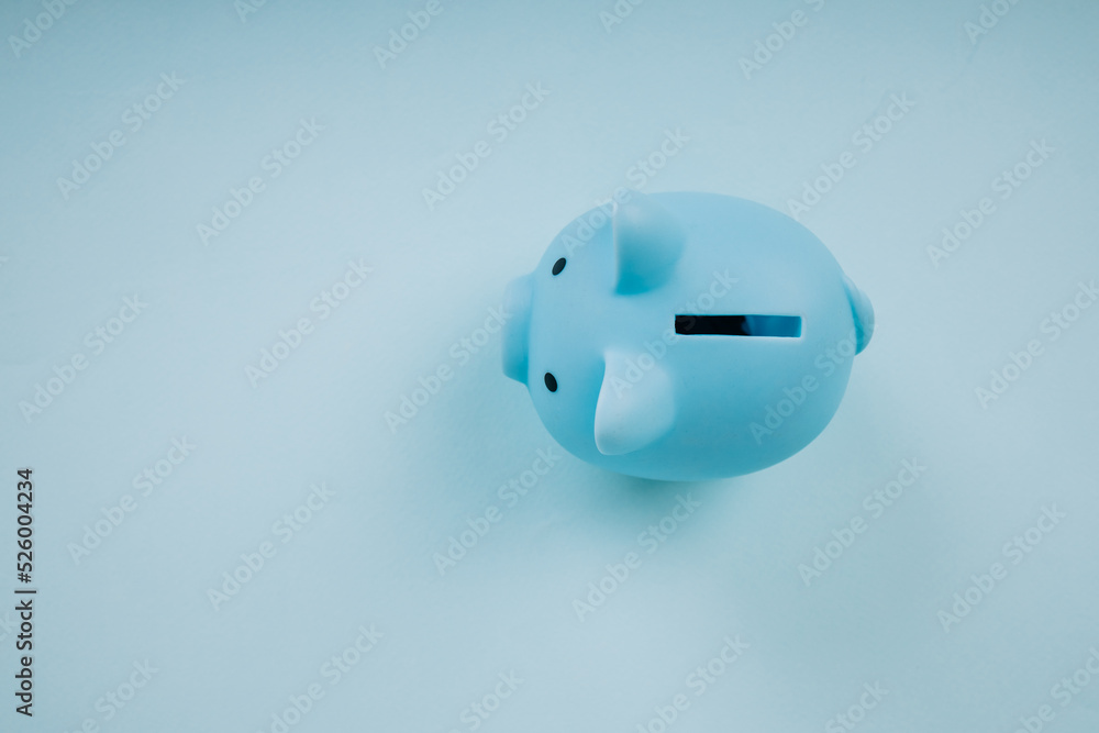 Piggy bank on a blue background. Savings concept Piggy bank on a blue background. Savings concept