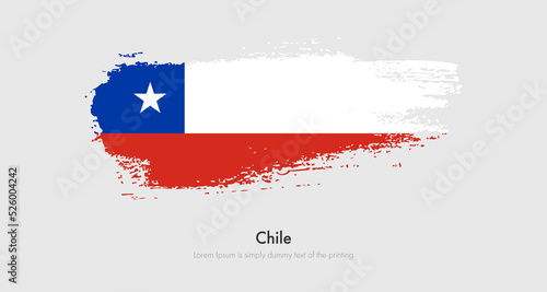 Brush painted grunge flag of Chile. Abstract dry brush flag on isolated background