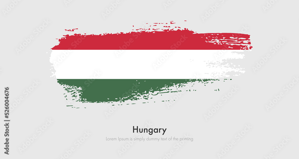 Brush painted grunge flag of Hungary. Abstract dry brush flag on isolated background Brush painted grunge flag of Hungary. Abstract dry brush flag on isolated background