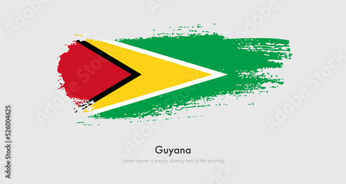 Brush painted grunge flag of Guyana. Abstract dry brush flag on isolated background