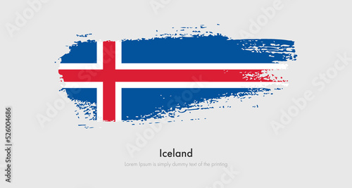 Brush painted grunge flag of Iceland. Abstract dry brush flag on isolated background