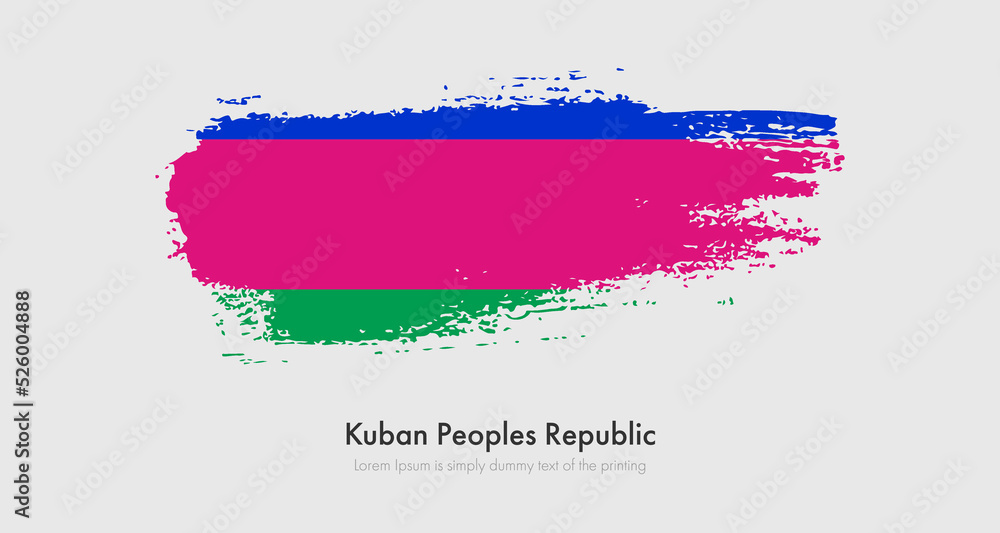 Brush painted grunge flag of Kuban Peoples Republic. Abstract dry brush flag on isolated background Brush painted grunge flag of Kuban Peoples Republic. Abstract dry brush flag on isolated background
