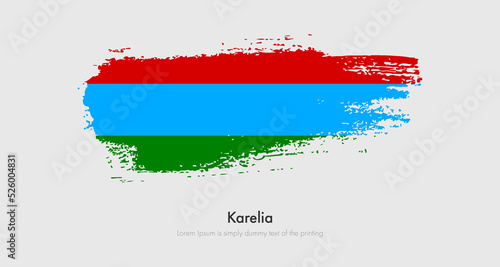 Brush painted grunge flag of Karelia. Abstract dry brush flag on isolated background