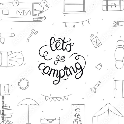 Set of vector hand drawn flat colourful illustrations