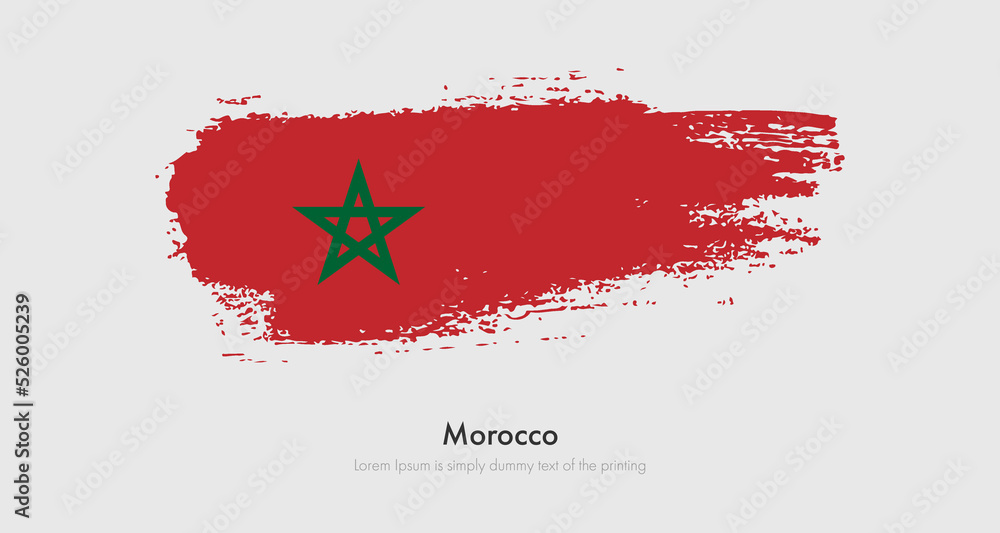 Brush painted grunge flag of Morocco. Abstract dry brush flag on isolated background