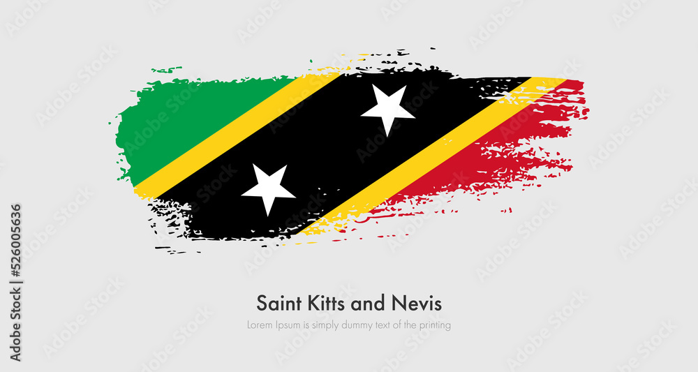 Brush painted grunge flag of Saint Kitts and Nevis. Abstract dry brush flag on isolated background Brush painted grunge flag of Saint Kitts and Nevis. Abstract dry brush flag on isolated background
