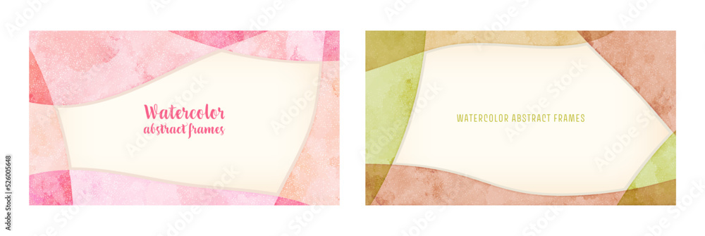 Hand drawn abstract frames; aspect ratio 16:9 (pink, brown & green)