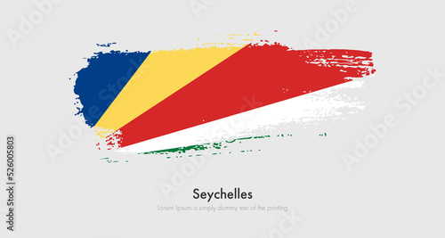 Brush painted grunge flag of Seychelles. Abstract dry brush flag on isolated background