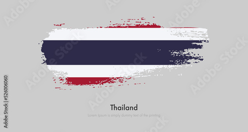 Brush painted grunge flag of Thailand. Abstract dry brush flag on isolated background