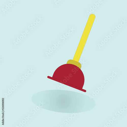 toilet plunger for cleaning bathroom sink housework equipment suction hygiene vector illustration