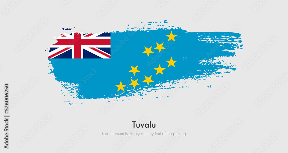Brush painted grunge flag of Tuvalu. Abstract dry brush flag on isolated background