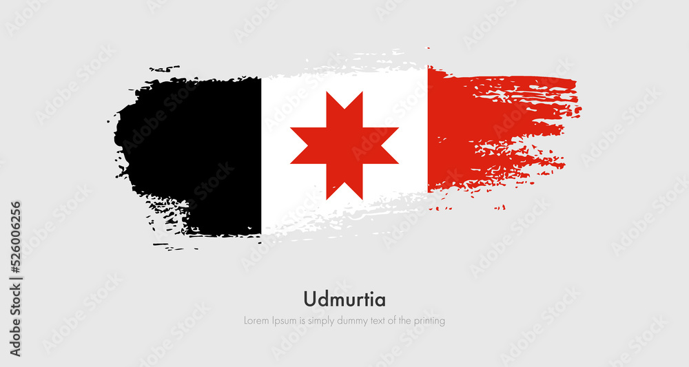 Brush painted grunge flag of Udmurtia. Abstract dry brush flag on isolated background Brush painted grunge flag of Udmurtia. Abstract dry brush flag on isolated background
