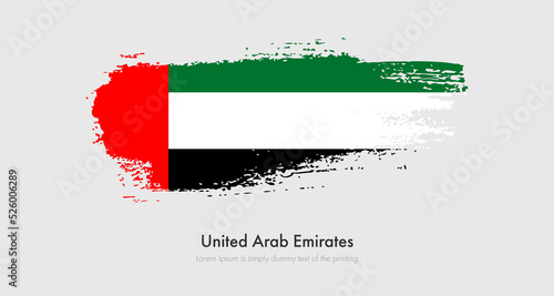 Brush painted grunge flag of United Arab Emirates. Abstract dry brush flag on isolated background