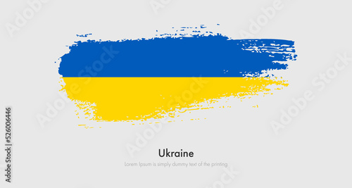 Brush painted grunge flag of Ukraine. Abstract dry brush flag on isolated background