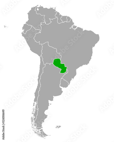 Karte von Paraguay in Südamerika