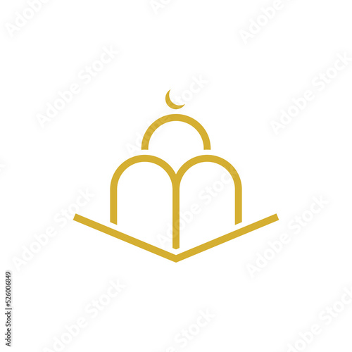 Mosque with Quran and crescent  Islamic schoolar logo design vector photo