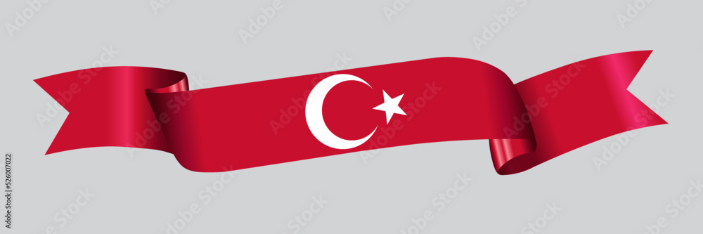 3D Flag of Turkiye on a fabric ribbon.