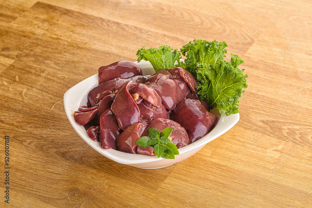 Raw chicken liver in the bowl Raw chicken liver in the bowl