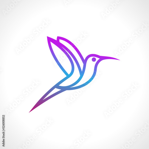 colibri monoline art logo design template