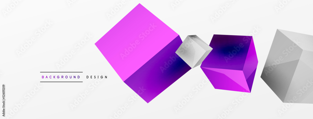 3d cubes vector abstract background. Composition of 3d square shaped basic geometric elements. Trendy techno business template for wallpaper, banner, background or landing 3d cubes vector abstract background. Composition of 3d square shaped basic geometric elements. Trendy techno business template for wallpaper, banner, background or landing