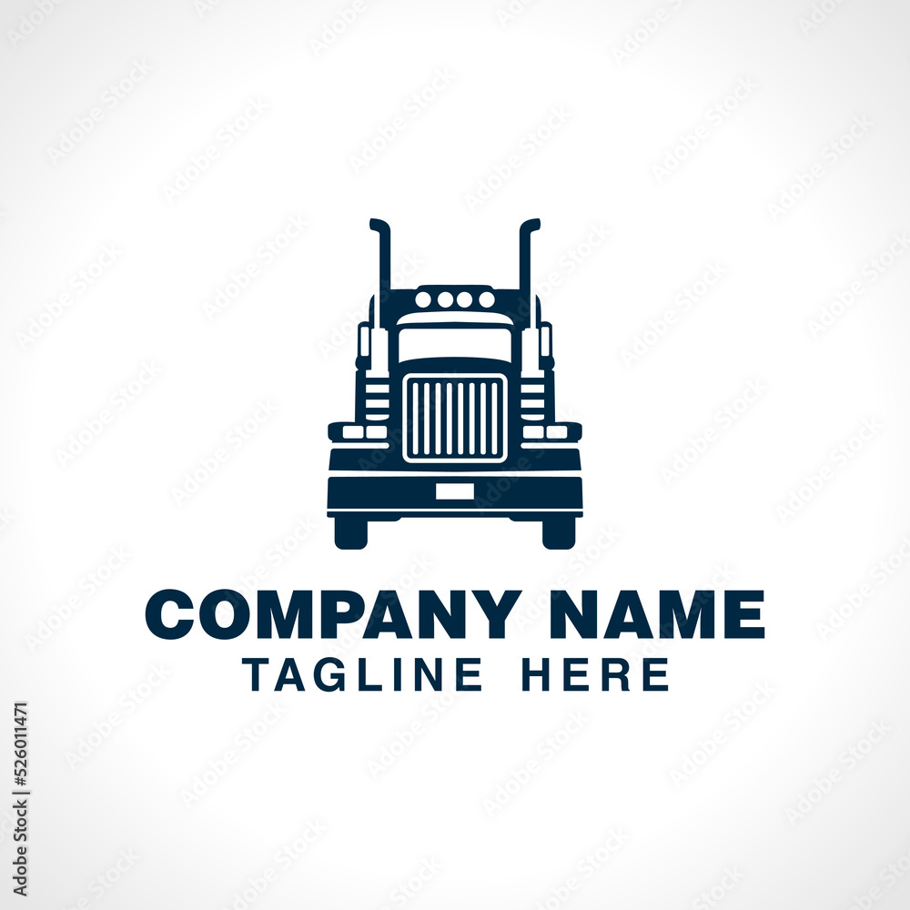 Truck Logo template vector icon with tractor head silhouette for logistic Company