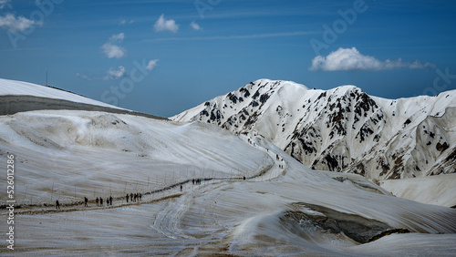 In winter, Mount Tateyama is covered in thick snow and becomes a ski area for tourists. photo