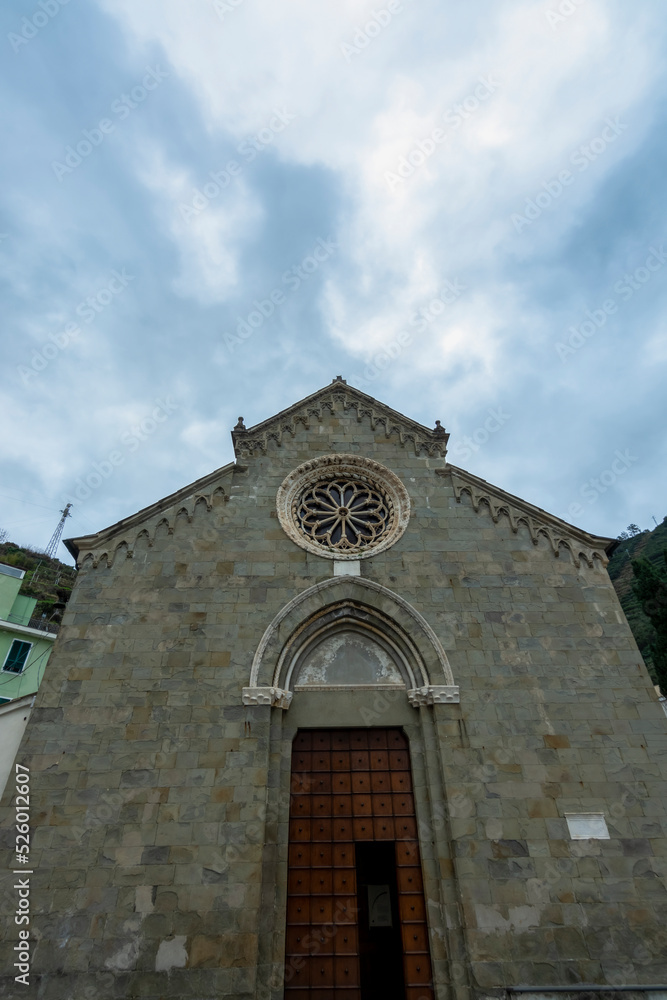 Corniglia Cinque Terre national park colorful houses church blue sky