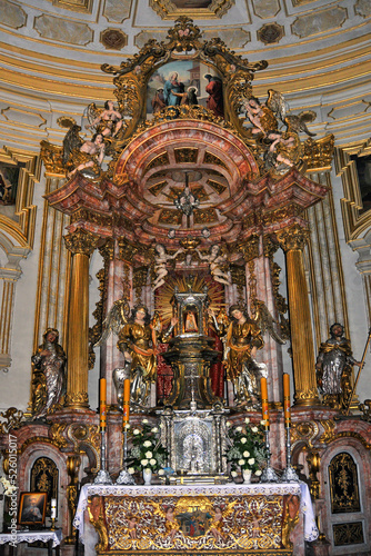 Interior of the Basilica of the Visitation. Wambierzyce, Lower Silesian Voivodeship, Poland.