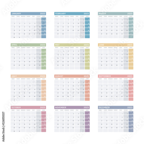 2023 year calendar, calendar design for 2023 starts monday
