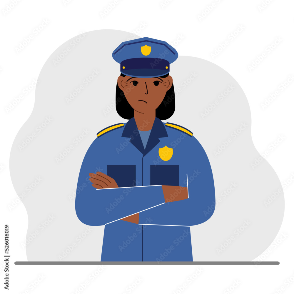 Police woman. Profession policeman, security guard, patrolman in uniform. Police woman. Profession policeman, security guard, patrolman in uniform.