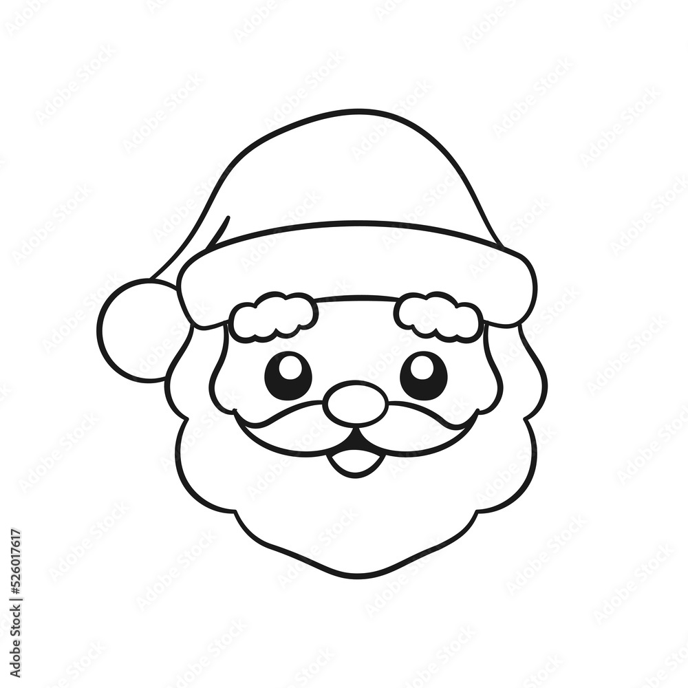 Happy Santa Claus head cartoon illustration line art. Coloring book page printable activity worksheet for kids. Happy Santa Claus head cartoon illustration line art. Coloring book page printable activity worksheet for kids.