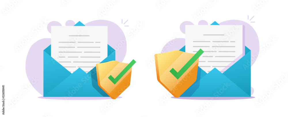 Mail email safety data shield vector icon 3d, illustrated secure online cyber privacy protection in e-mail letter message, confidential document correspondence in envelope modern design image