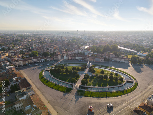 Aerial shot Prato della Valle. Padua, Veneto, Italy.